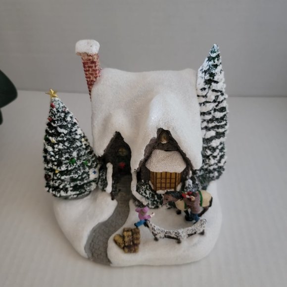 Thomas Kinkade Christmas Village Warm Winter Wishes Family Cottage Horse 1996 90 - Picture 14 of 16